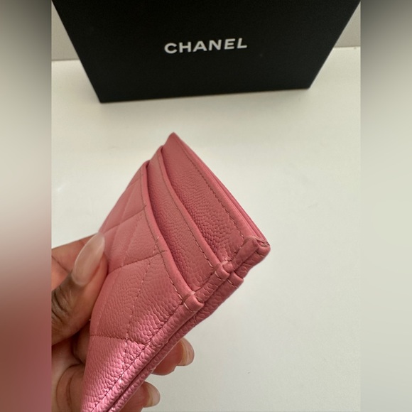 Pink Chanel Caviar Card Holder Box, Dust Cover - Picture 9 of 13